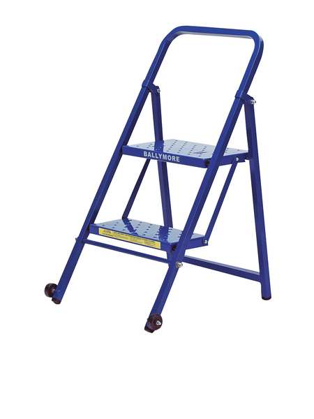 36 in H Steel Folding Rolling Ladder, 2 Steps