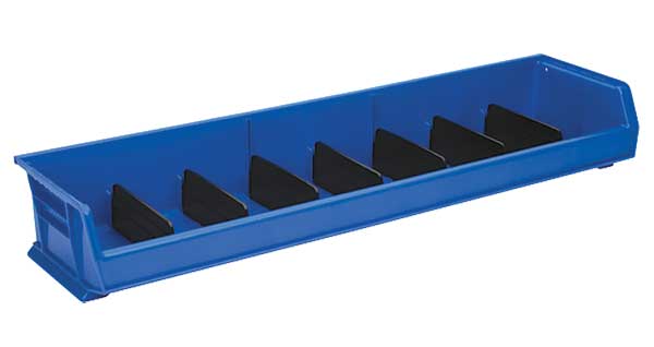 Hang & Stack Storage Bin, Blue, Plastic, 8 5/8 in L x 33 in W x 6 in H, 80 lb Load Capacity