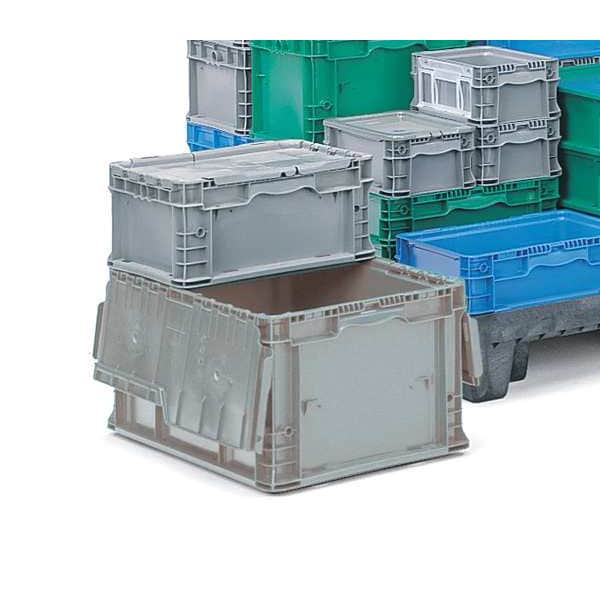 Gray Attached Lid Container, Plastic