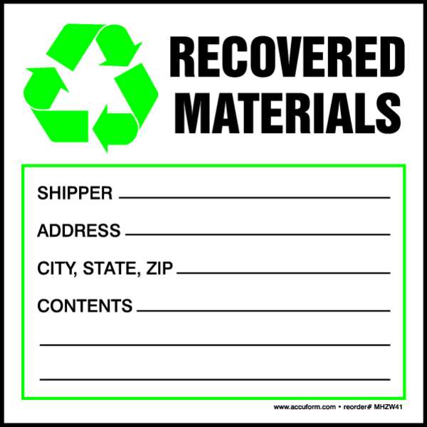 Recycle Label, 4 In. H, 4 In. W, PK100