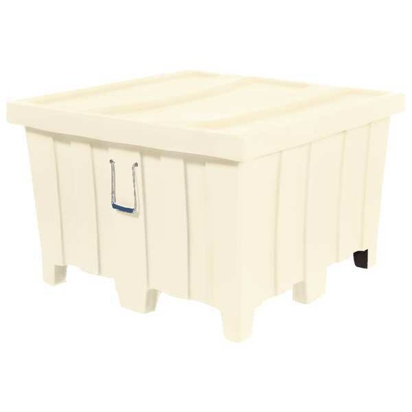 White Bulk Container, Plastic, 23 cu ft Volume Capacity