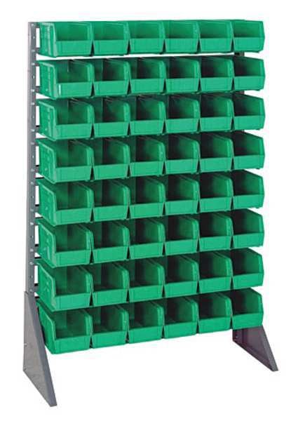 Steel Bin Rail Floor Rack, 36 in W x 15 in D x 54 in H, Green