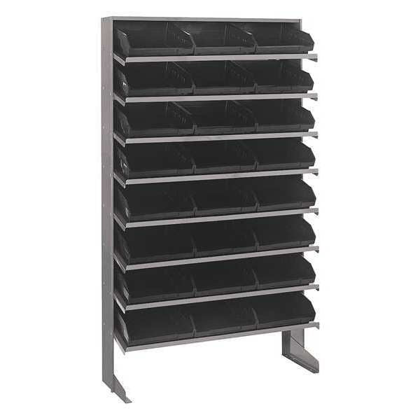 Plastic Pick Rack, 36 in W x 60 in H x 12 in D, 8 Shelves, Black