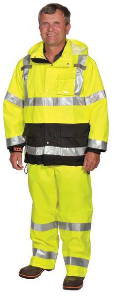 Icon Rain Jacket, Class 3, Type P, Ylw/Green, 2XL