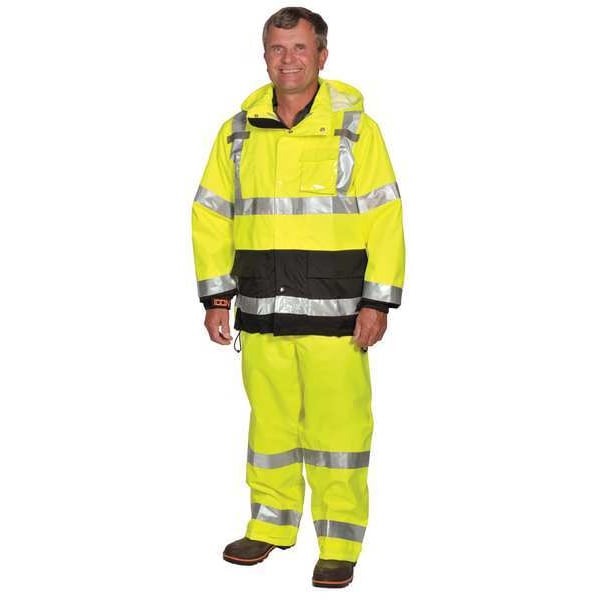 Icon Rain Jacket, Class 3, Type P, Black/Ylw, M