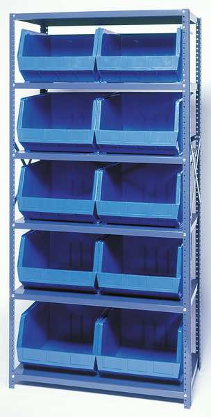 Steel Bin Shelving, 36 in W x 75 in H x 18 in D, 6 Shelves, Black