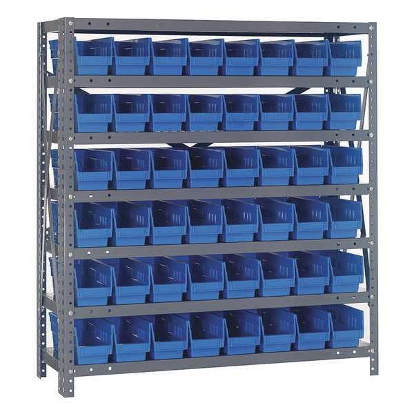 Steel Bin Shelving, 36 in W x 39 in H x 18 in D, 7 Shelves, Blue