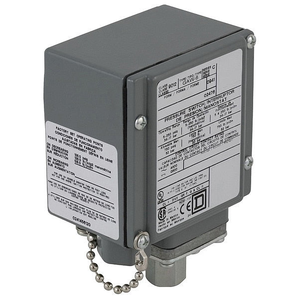 Pressure Switch, (1) Port, 1/4-18 in FNPT, SPDT, 5 to 250 psi, Standard Action