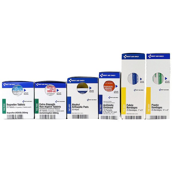 First Aid Kit Refill, White, 8 in H, 6 in W