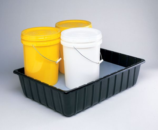Pail Spill Containment Pallet, 5.5 gal Spill Capacity, 2 Drum, (2) 41.7 lb Container