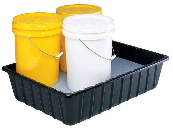 Pail Spill Containment Pallet, 7.5 gal Spill Capacity, 4 Drum, (2) 41.7 lb Container