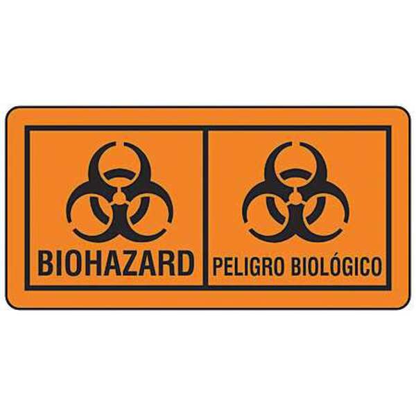 Biohazard Label, 2 In. H, 4 In. W, PK100