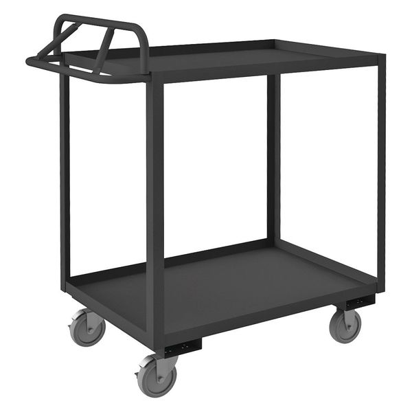 Steel Utility Cart with Lipped Metal Shelves, Ergonomic, 2 Shelves, 1,200 lb