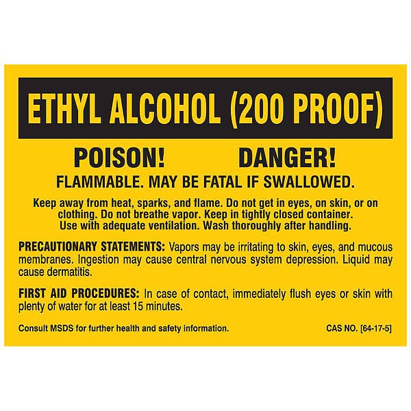 Chemical Label, 5 In. W, Polyester, PK25