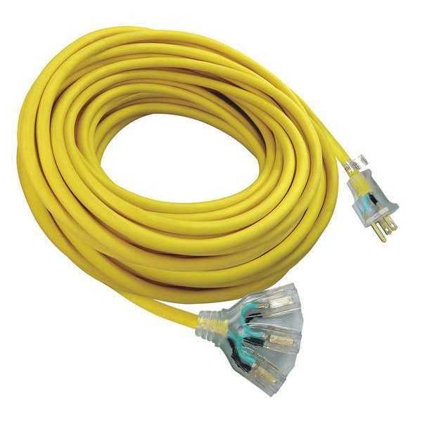 100 ft. 12/3 3-Outlet Lighted Extension Cord SJTW