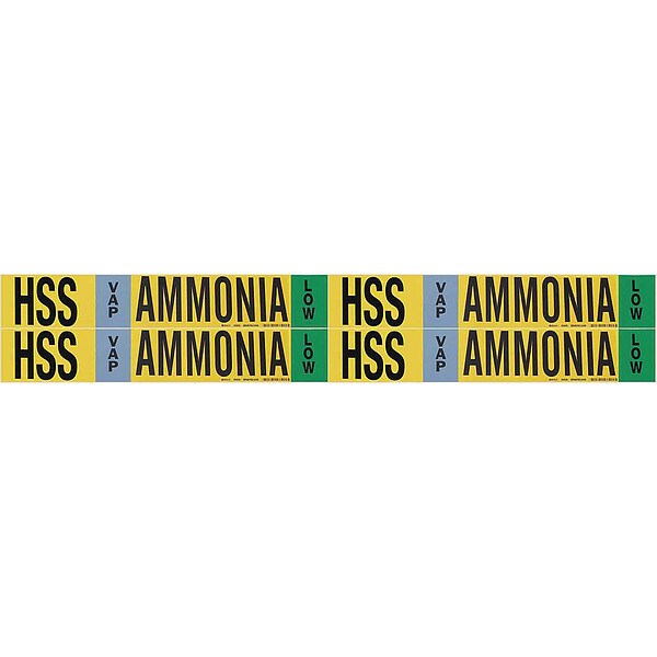 Ammonia Pipe Marker, HSS, 1 to 2-1/2In, PK4