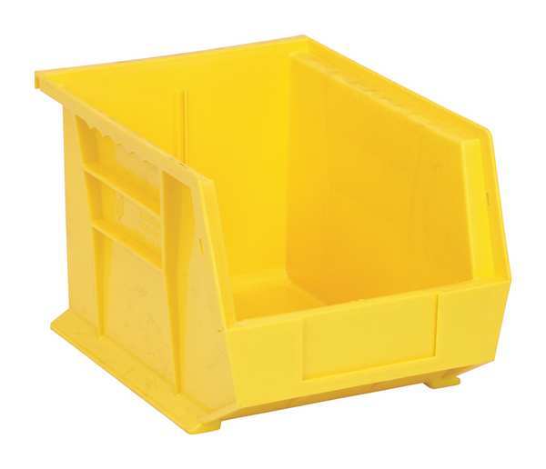 Hang & Stack Storage Bin, Yellow, Polypropylene, 10 3/4 in L x 8 1/4 in W x 7 in H