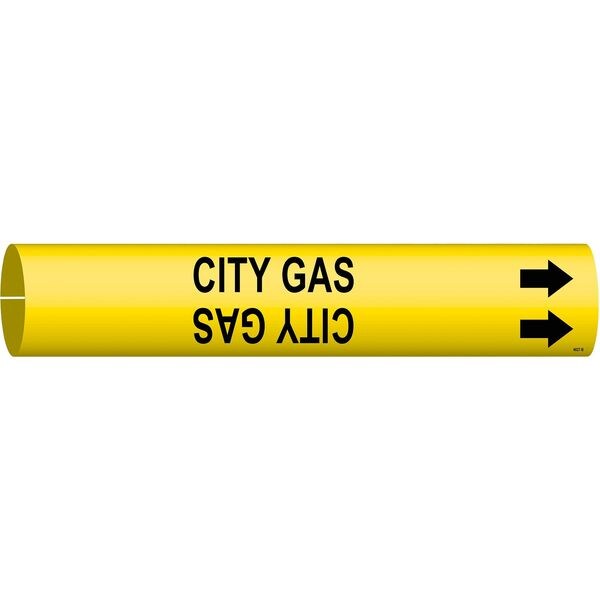 Pipe Marker, City Gas, Y, 1-1/2 to2-3/8 In
