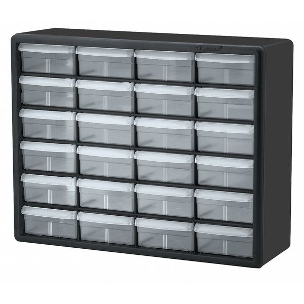 Drawer Bin Cabinet with 24 Drawers, Plastic, 20 in W x 15 3/4 in H x 6 1/2 in D