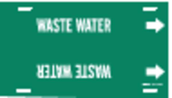 Pipe Marker, Waste Water, Grn, 6 to7-7/8 In