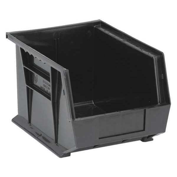 Hang & Stack Storage Bin, Black, Polypropylene, 10 3/4 in L x 8 1/4 in W x 7 in H