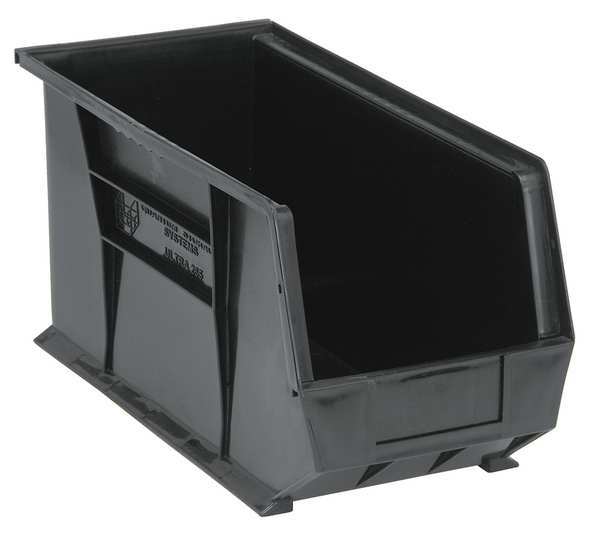 Hang & Stack Storage Bin, Black, Polypropylene, 18 in L x 8 1/4 in W x 9 in H, 60 lb Load Capacity