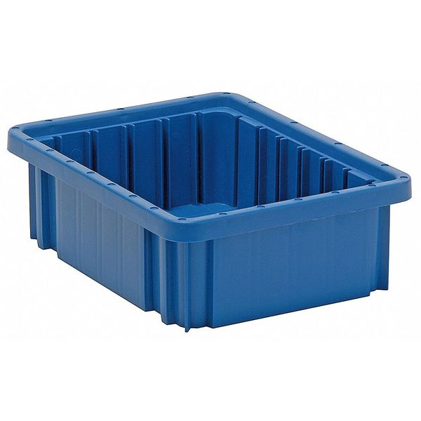 Divider Box, Blue, Polypropylene, 10 7/8 in L, 8 1/4 in W, 3 1/2 in H, 0.1 cu ft Volume Capacity