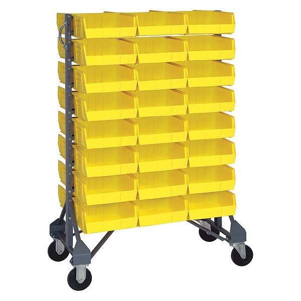 Steel Mobile Bin Rail Floor Rack, 20 in W x 36 in D x 53 in H, Yellow
