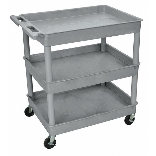 Thermoplastic Resin (Shelf)/High Density Polyethylene (Leg) Flat, 3 Shelves, 400 lb