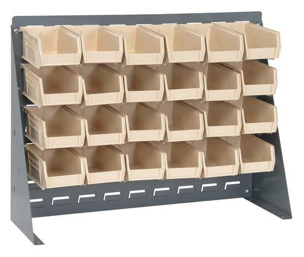 Steel Louvered Bench Rack, 27 in W x 1/4 in D x 21 in H, Gray