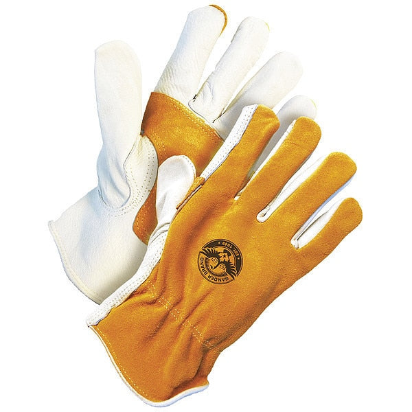 Leather Gloves, Glove Sizes M/8, PR, Color: Gold/Pearl