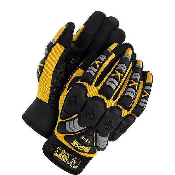 Mechanics Gloves, Black/Yellow, Padded