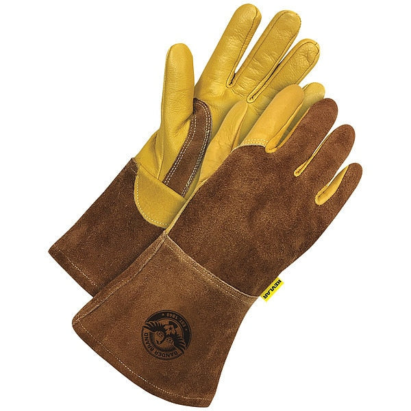 Gold Grain Brown Split Cowhide Cut Resistant Liner, Size M