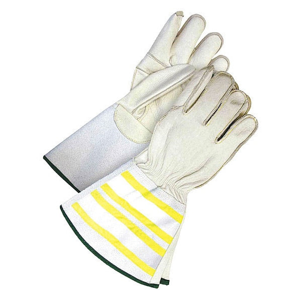 Water Repellent Grain Cowhide Utility Glove HiViz Gauntlet, Size XL