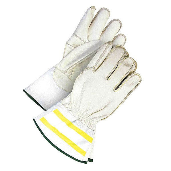 Water Repellent Grain Cowhide Utility Glove HiViz 3 in Cuff, Size L