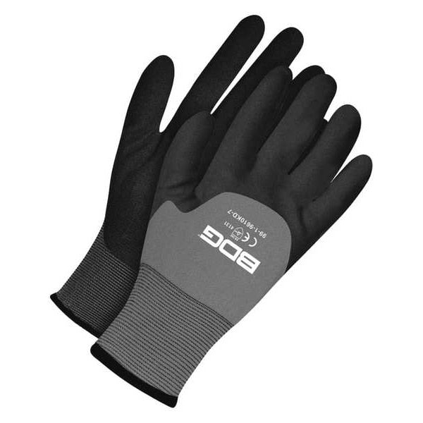 Seamless Knit Grey Nylon 15G Black Nitrile Foam Knuckle Dip, Shrink Wrapped, Size S (7)