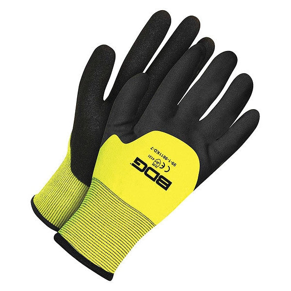 Seamless Knit HiViz Yellow Nylon 15G Nitrile Knuckle Dip, Size X3L (12)