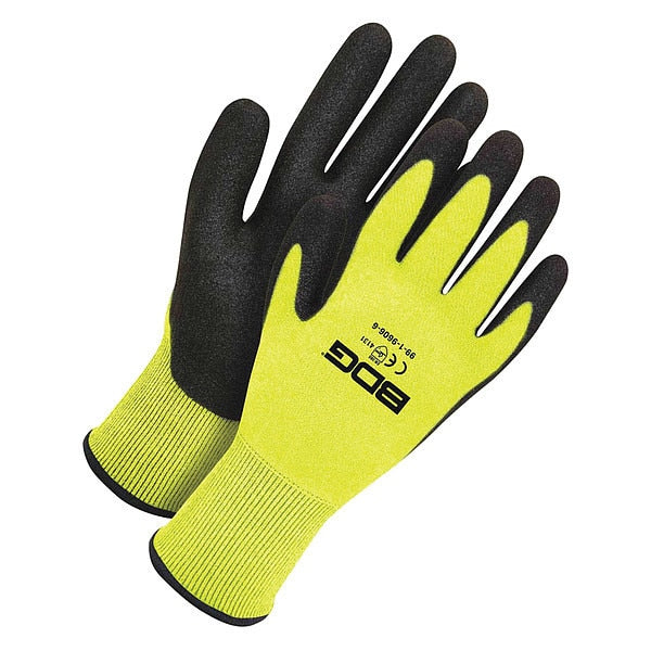 Seamless Knit HiViz Yellow Nylon 15G Black NFT Palm, Size X2L (11)
