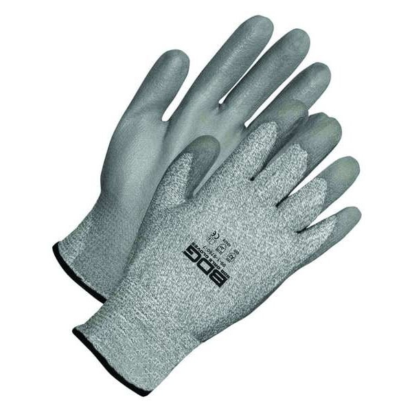 Seamless Knit HPPE Cut Resistant Grey Polyurethane Palm, Shrink Wrapped, Size M (8)