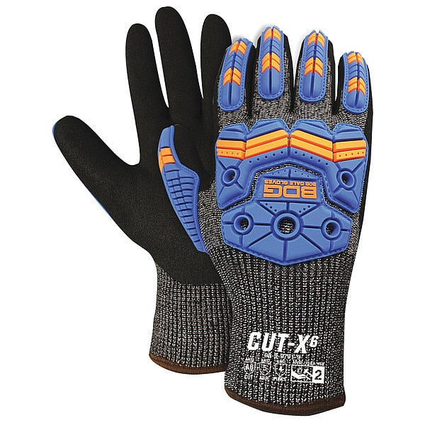 Lined Grey HPPE Black Sandy Nitrile Palm w/ Impact, Size XS (6)