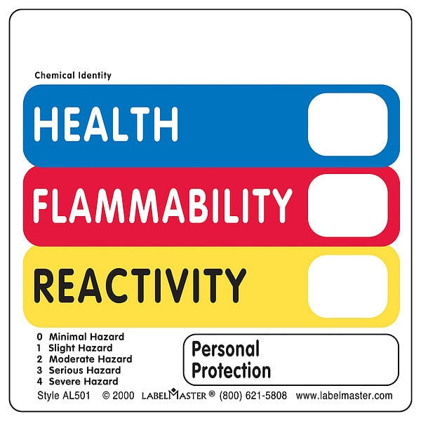 Hazcom Label, 2inx2in, Paper, 500 Labels