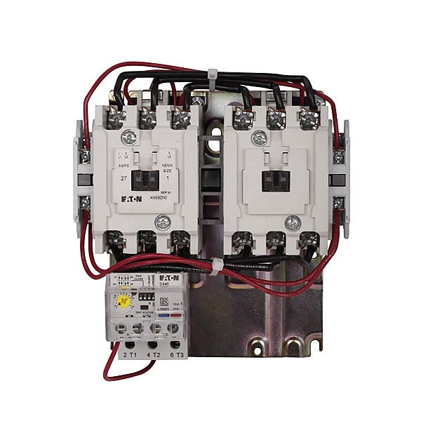Reversing NEMA Magnetic Motor Starter, No Enclosure NEMA Rating, 120V AC, 3 Poles, 1NO