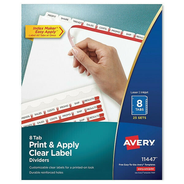 Label Dividers, 8 Tab, PK25