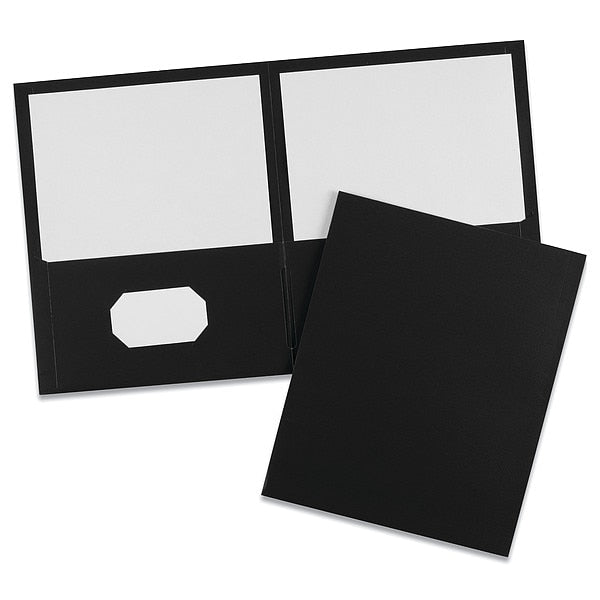 Two-Pocket File Folder, Black, PK25