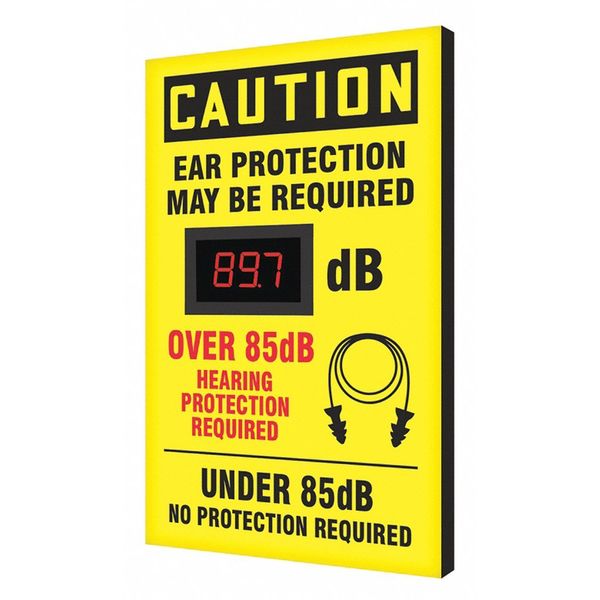Sound Level Decibel Meter Sign, 20 in Height, 12 in Width, Aluminum, Vertical Rectangle, English