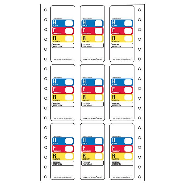 Hazcom Label, 1-1/4inx2-7/8in, Paper, 500