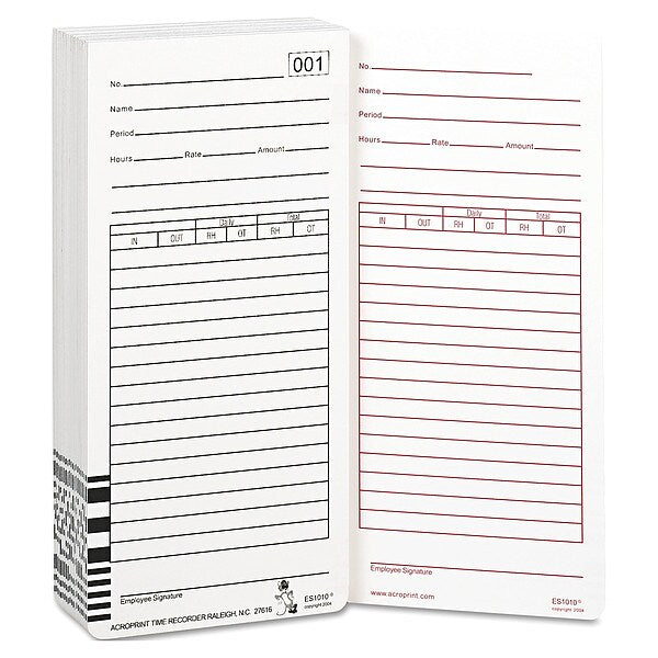 Payroll Card for Time Clock ES1000, PK100