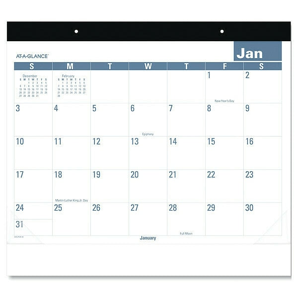 Planner, Desk Pad, Easy-to-Read, White