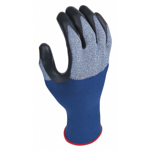 Foam Nitrile Coated Gloves, Palm Coverage, Black/Blue, 6, PR
