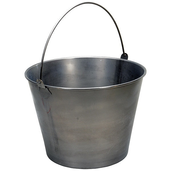 5 gal Round Tapered Bucket, Silver, 304 Stainless steel
